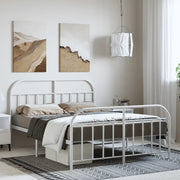 Giroletto con Testiera e Pediera Metallo Bianco 150x200 cm 353704