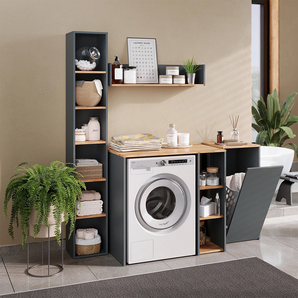 Mobile lavatrice Viktor Antracite/Rovere dorato 93.6 x 88.2 cm con 2 ripiani Vicco