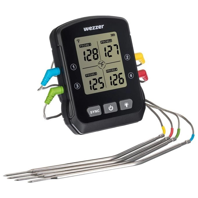 Levenhuk MT90 Wezzer Cook Termometro da Cucina Digitale con 4 Sonde 1 m e App Smart Life-Tuya Smart colore Nero