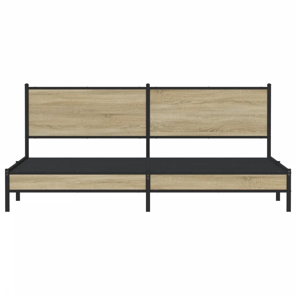 vidaXL Giroletto senza Materaso in Metallo Rovere Sonoma 193x203 cm