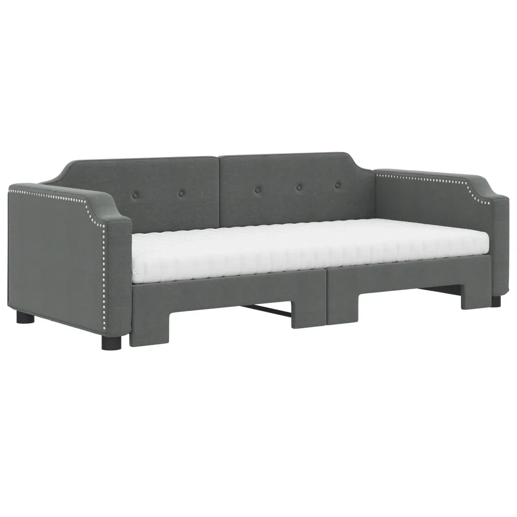 Divano Letto Estraibile Materassi Grigio Scuro 90x190cm Tessuto 3197663
