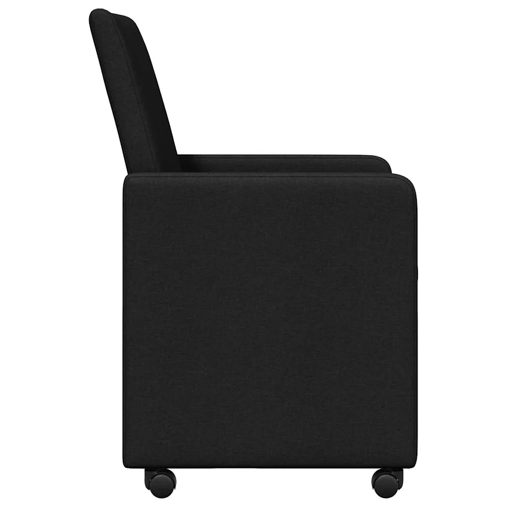 Sedie da Pranzo con Ruote 2 pcs Nero 57 x 66 x 94 cm Tessuto 42017809