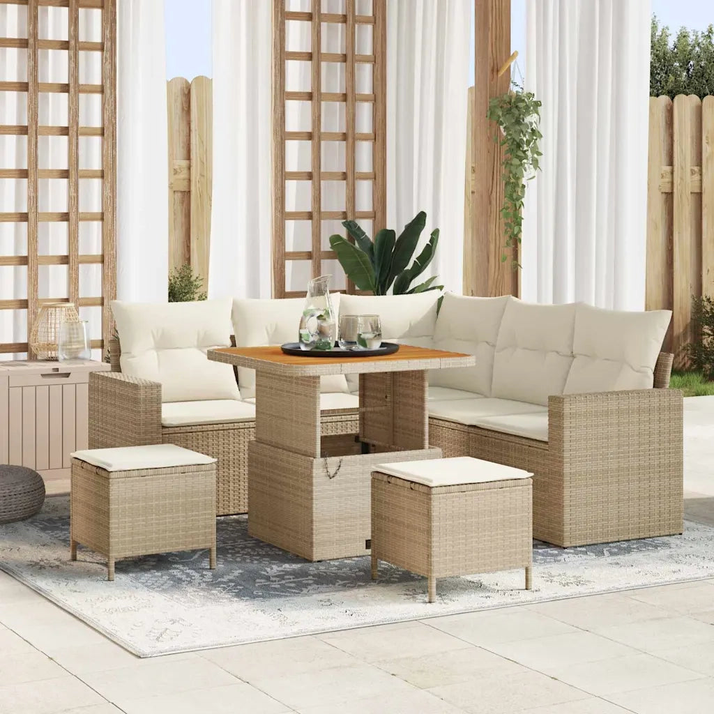Set Divano da Giardino 8 pcs Beige polyrattan