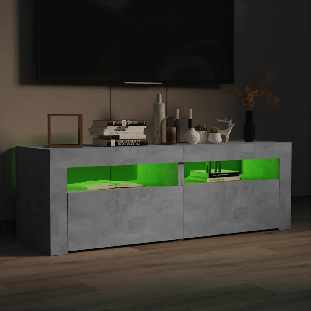 Mobile Porta TV con Luci LED-Credenza TV Grigio Cemento 120x35x40 cm