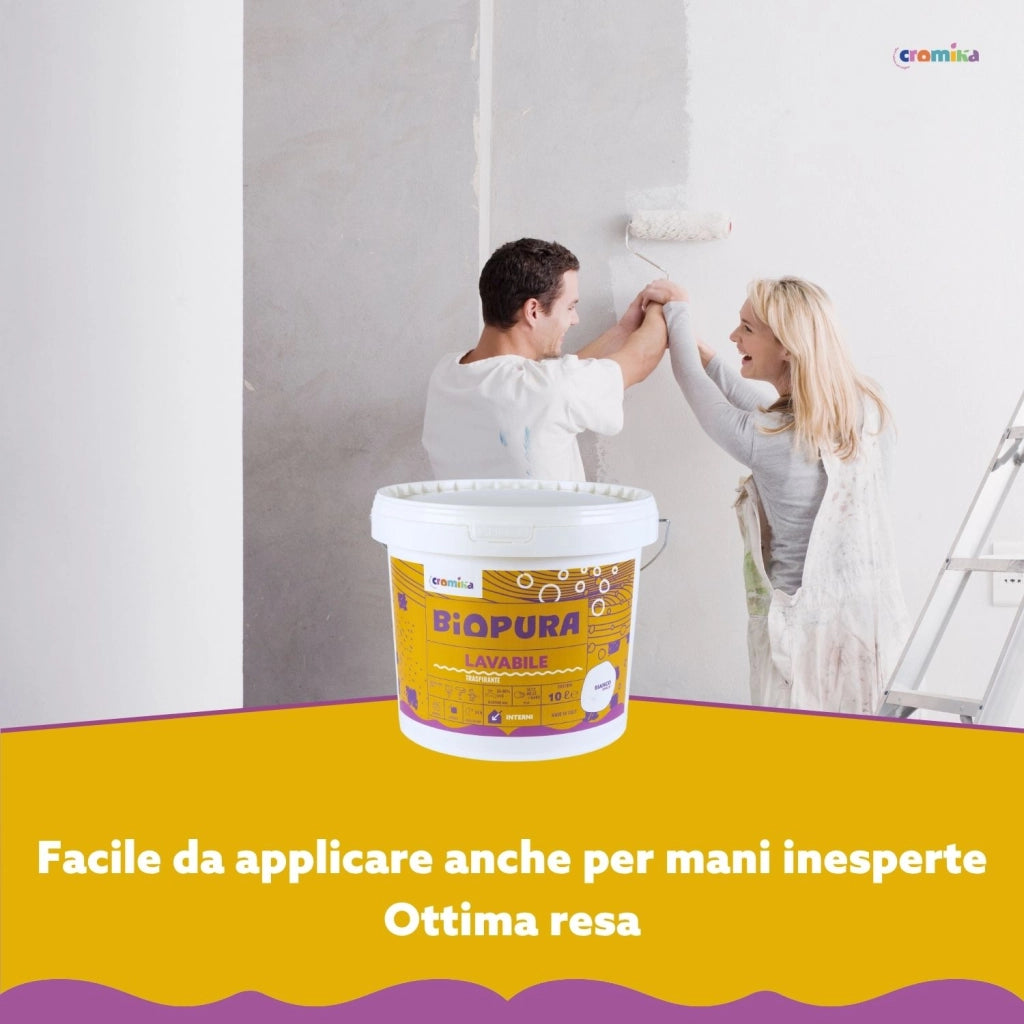 Superpittura lavabile traspirante interni alta copertura linea biopura cromika *** formato 10 lt, confezione 1