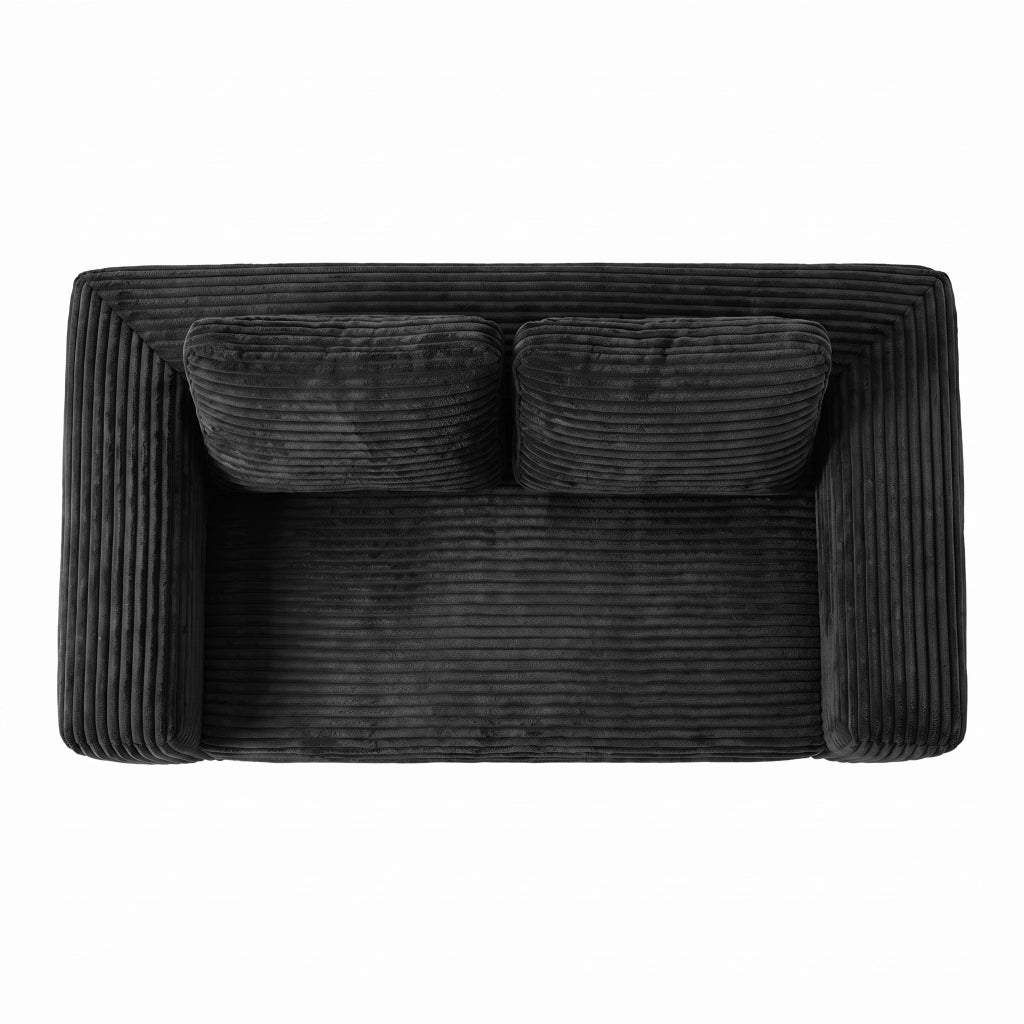 Divano a 2 posti in velluto a coste con schiuma ad alta densità senza montaggio per appartamento nero 105 × 32 × 32 cm