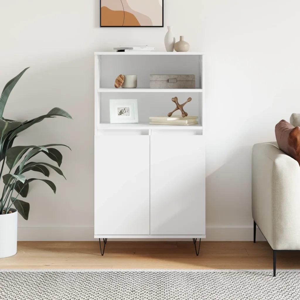 Credenza | Madia | Buffet da pranzo | Armadio da pranzo Alta Bianca 60x36x110 cm in Legno Multistrato