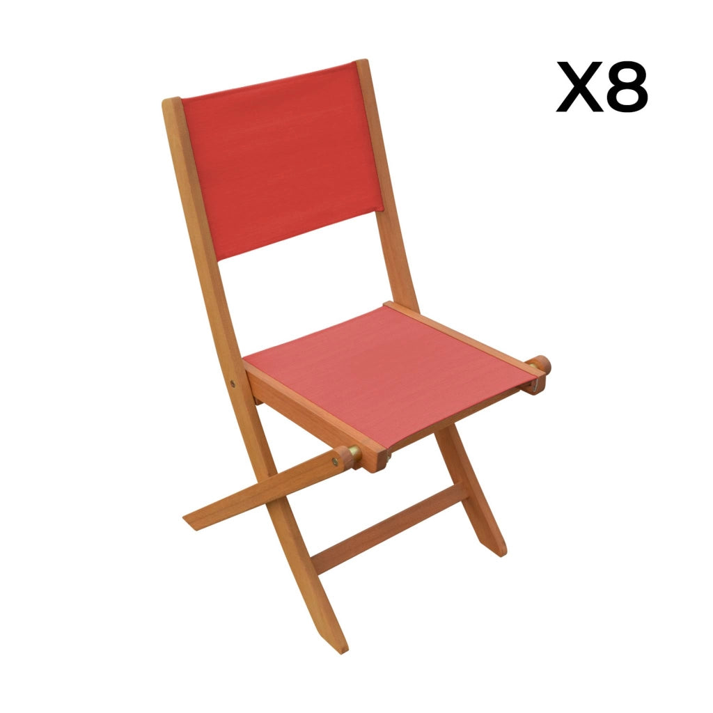 Set tavolo da giardino estensibile in legno di eucalipto con 8 sedie,