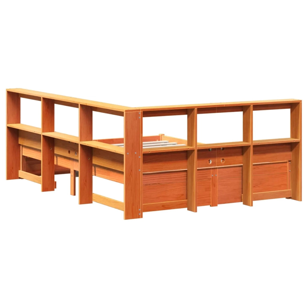 Letto Libreria con testiera 2 pcs Marrone cerato 200 x 160 cm 3422764