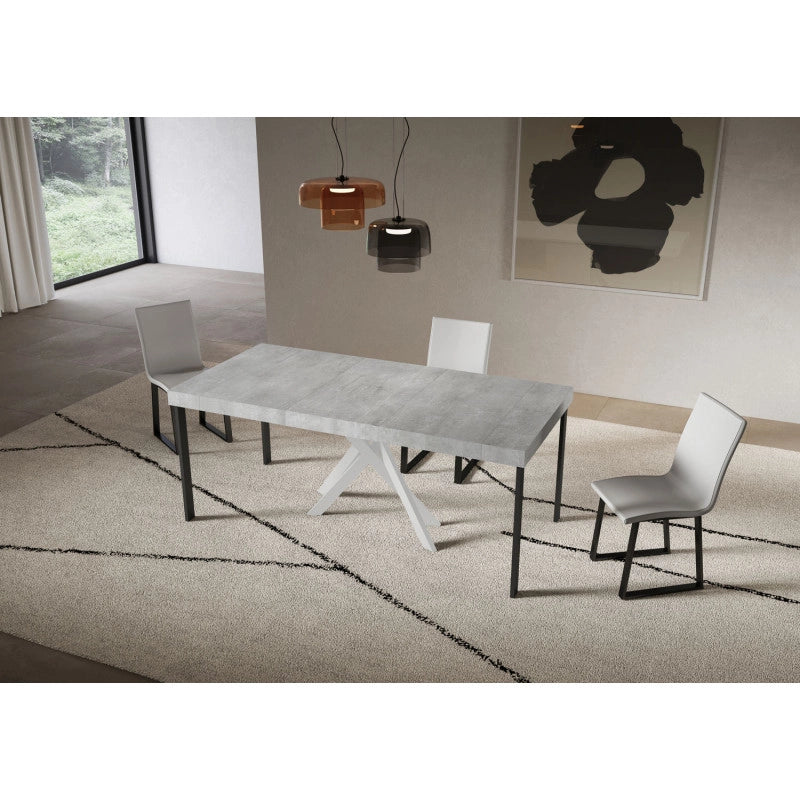 Consolle allungabile 90x40/196 cm Saki Small Premium telaio Bianche - Cemento