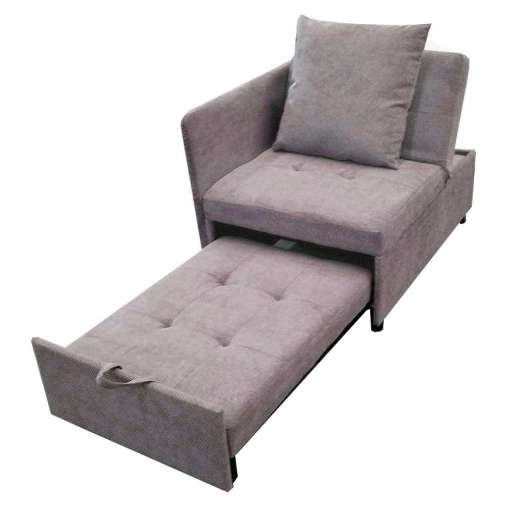 Divano letto multifunzione 3 in 1 con schienale regolabile a 5 posizioni, rivestimento grigio, soluzione salvaspazio per piccoli ambienti