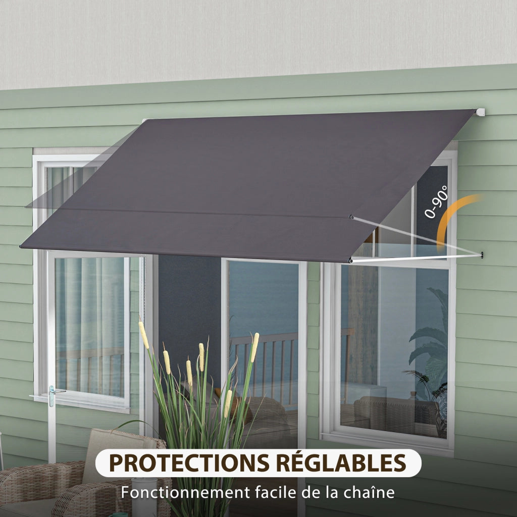 Tenda da sole retrattile a scomparsa ¨C zephmum ¨C 300x120 cm grigio scuro alluminio poliestere