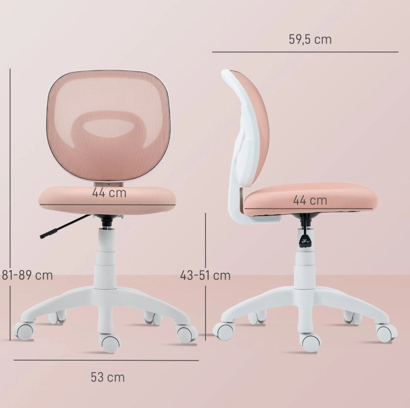 Sedia da ufficio ergonomica rosa con schienale a rete