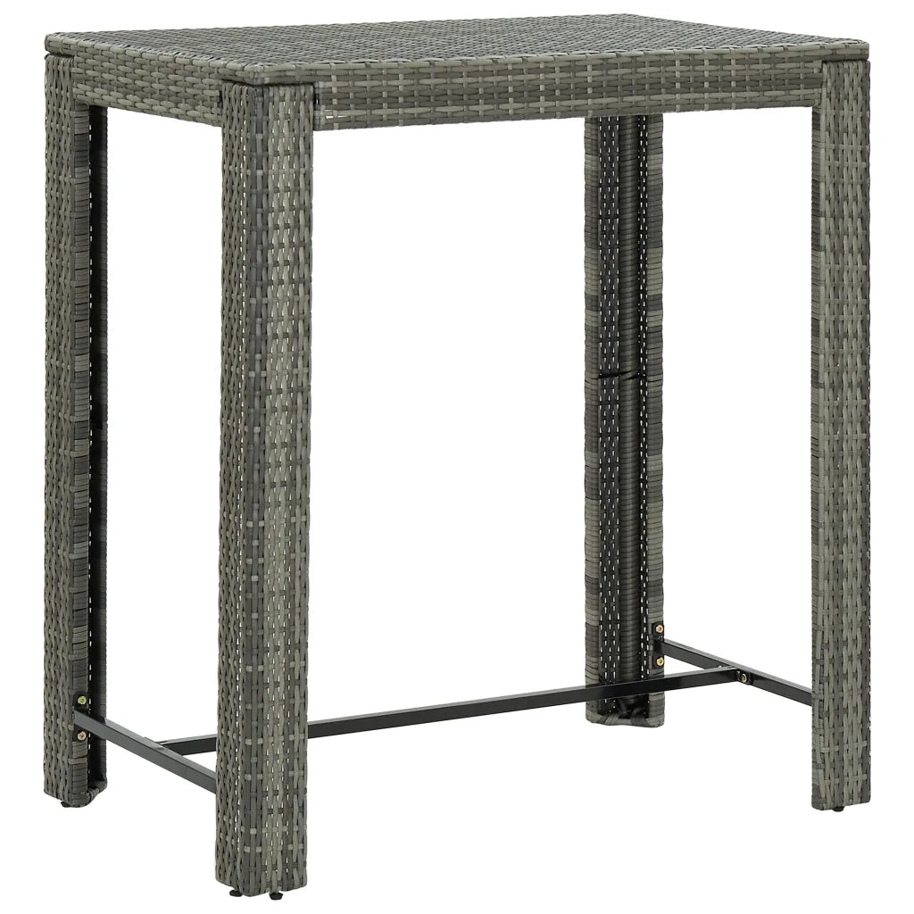 Set da Bar da Giardino 7 pz | Set Salotto da Giardino con Cuscini in Polyrattan Grigio
