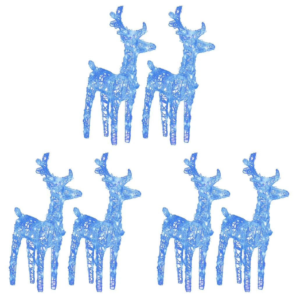Renne di Natale 6 pz Blu 240 LED-Luci decorative natalizie in Acrilico