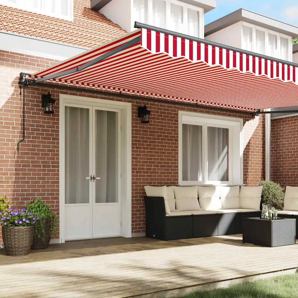 vidaXL Tenda Retrattile Striscia Rossa e Bianca 500x300 cm Tessuto