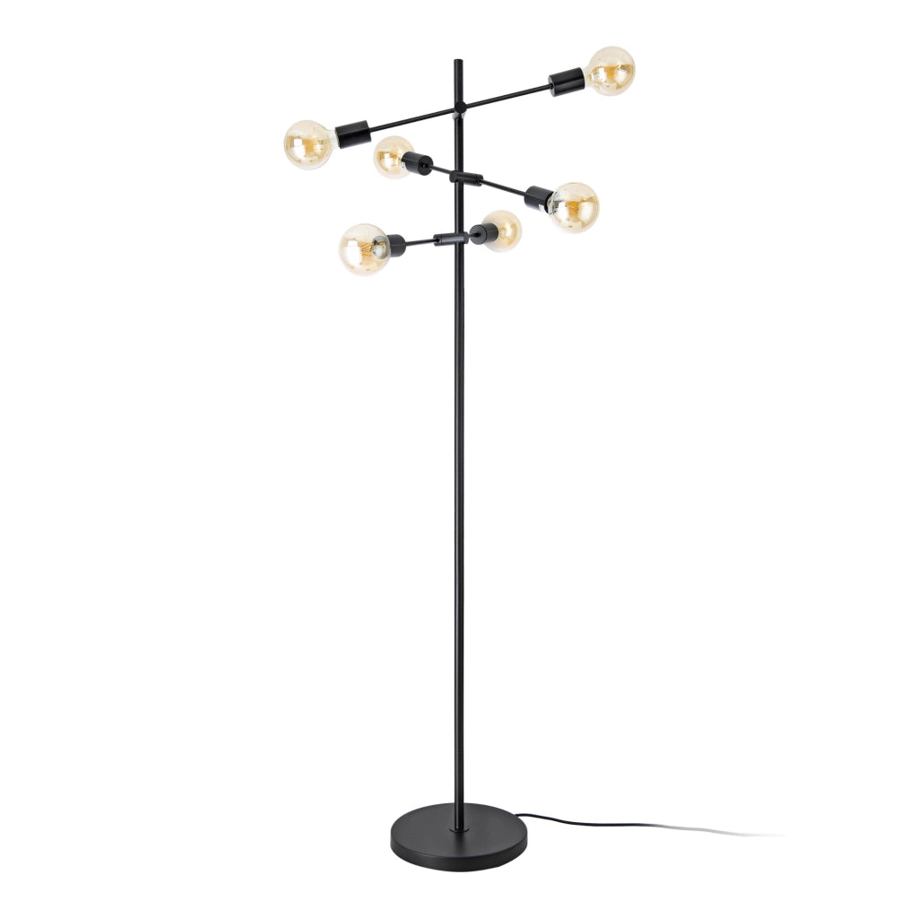 Lampada da Terra 'Craigavon' con 6 Fonti di Luce Regolabili - Piantana in Metallo - Nero [lux.pro]