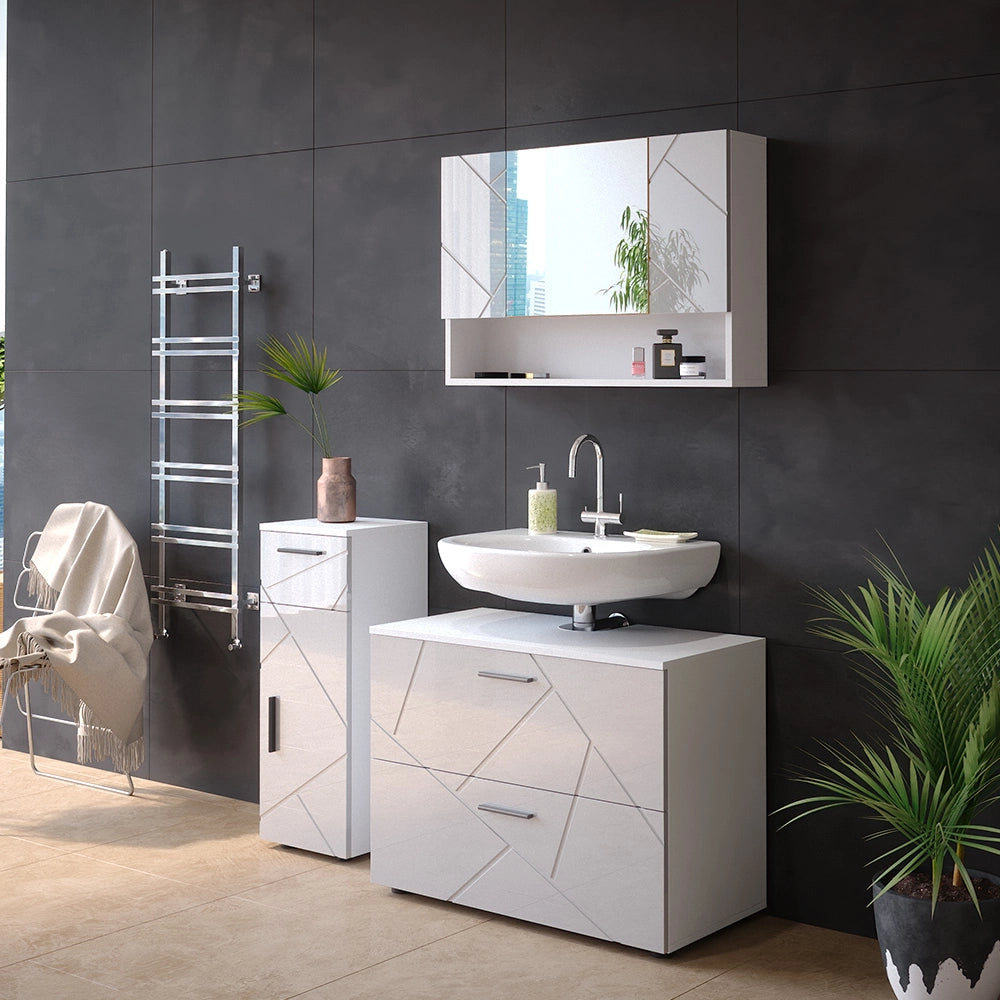 Vicco Specchio contenitore bagno Bianco lucido 80.1 x 55 cm
