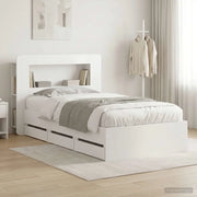 Telaio del letto con storage con testiera Bianco 75 x 190 cm