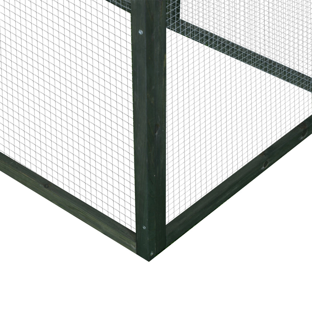 Pollaiolo Cottage con Perchiera e Nido ¨C zephmum ¨C Legno Massello Pino Verde Bianco 196x76x97 cm
