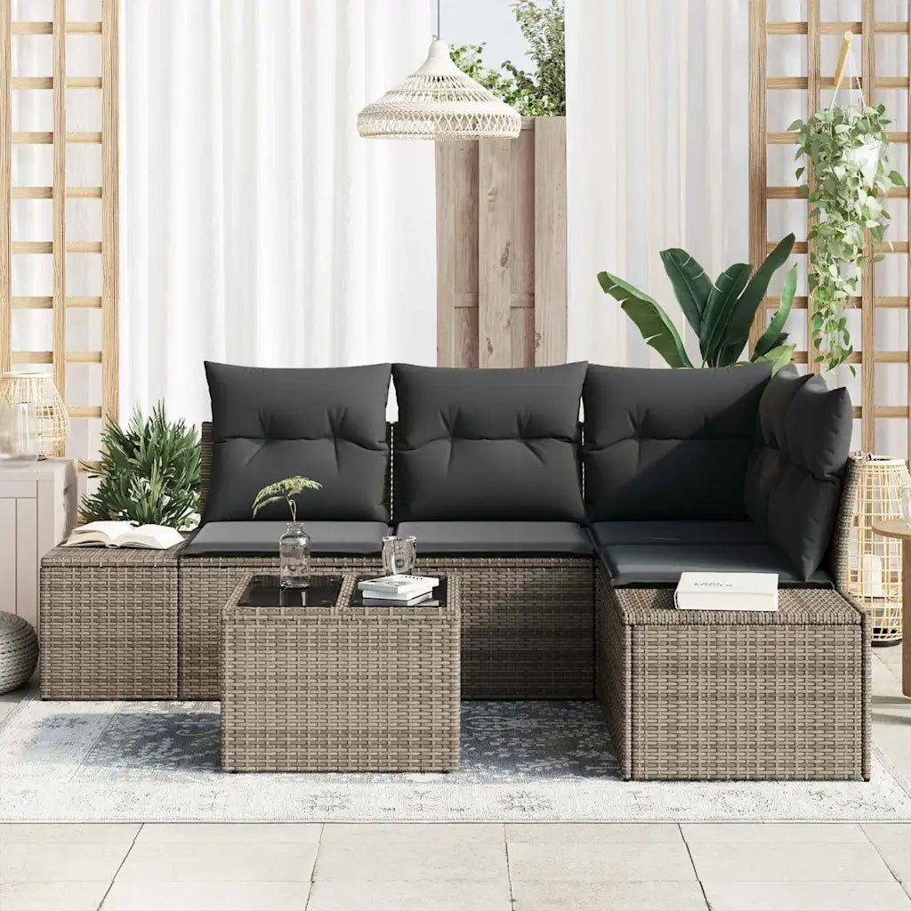 Set Divano da Giardino 5 pcs Grigio polyrattan 3347049