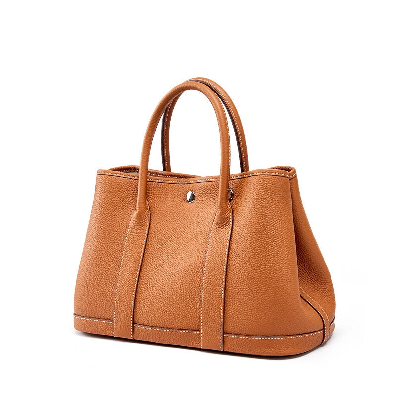Borsa a mano da donna in vera pelle marrone