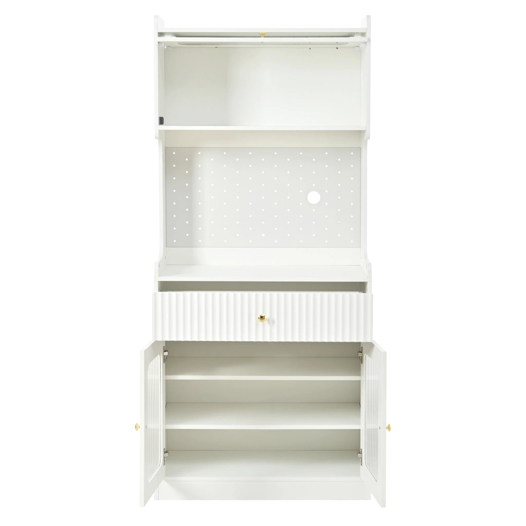 Mobile Alto con Cassetti, LED e Vetro Rigato ¨C MINIMAL ¨C Bianco