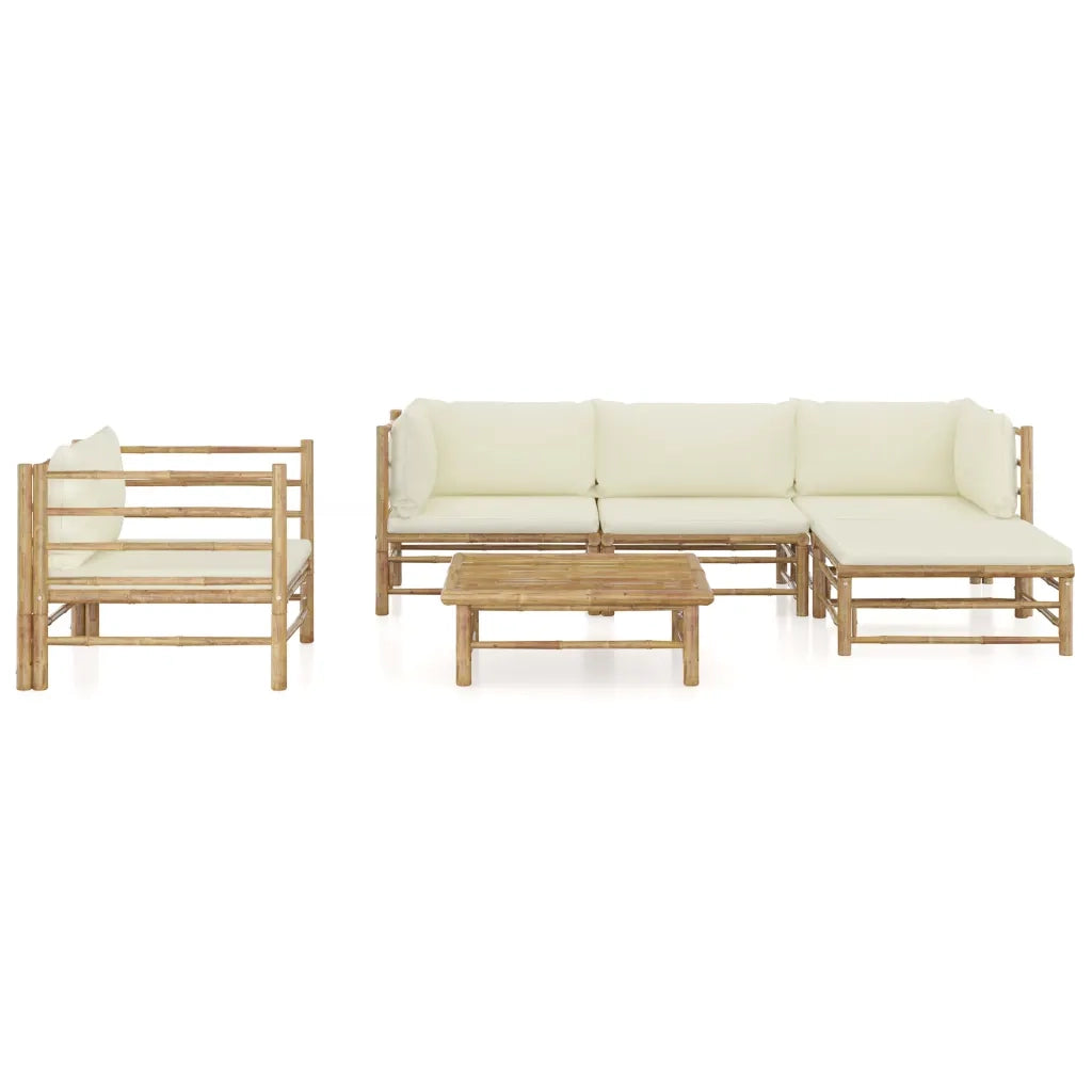 Set Divani da Giardino 6 pz con Cuscini Bianco Crema in BambÃ¹ cod mxl 40002