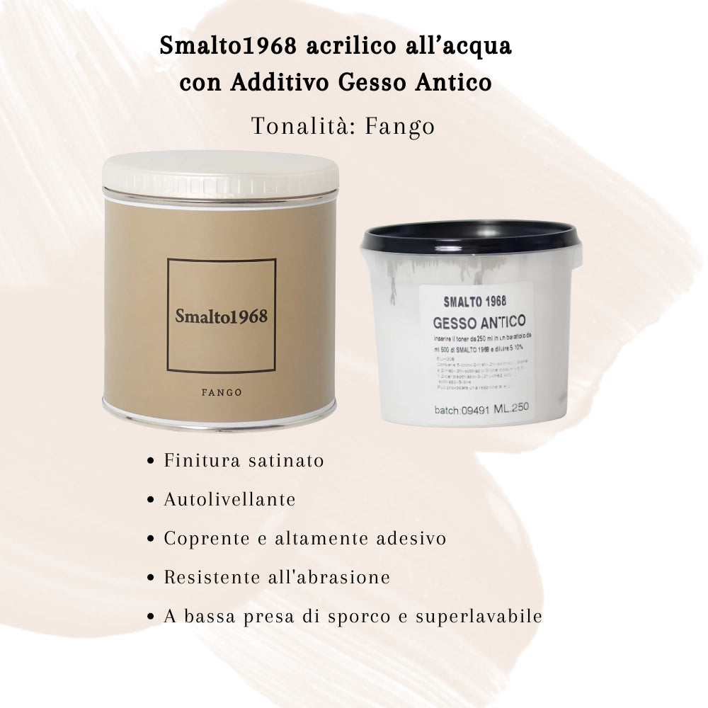 Smalto1968 base acqua gesso antico shabby chic finitura opaca multicolore l 0.5 *** colore- fango, confezione 1