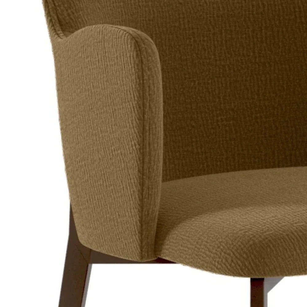 Set di 4 sedie da pranzo imbottite in tessuto marrone Hug con struttura in metallo facili da pulire | Duzzle