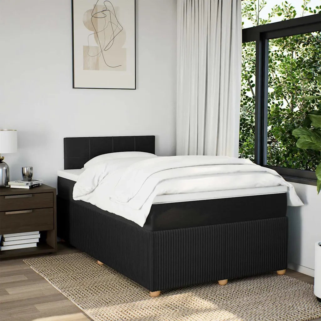 Giroletto a Molle con Materasso Nero 120x190 cm in Tessuto
