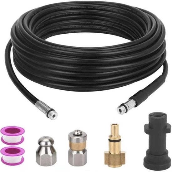 Slang di scarico 15m - Alta pressione - Slang di scarico per aspirapolvere ad alta pressione - Slang flessibile - Kit di manutenzione - Duraturo e resistente alle intemperie - Slang di scarico per aspirapolvere