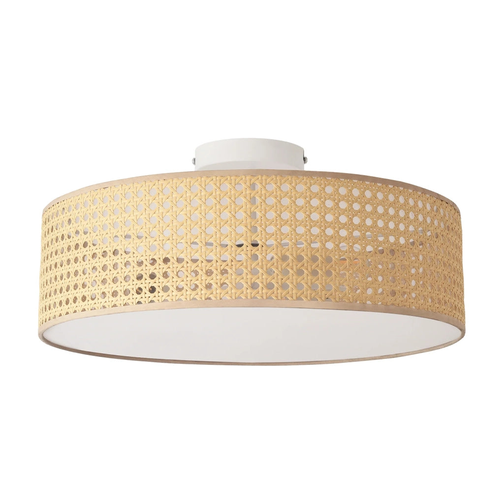 Lampada da soffitto con 3 attacchi E27 effetto rattan bianco 03_0010265