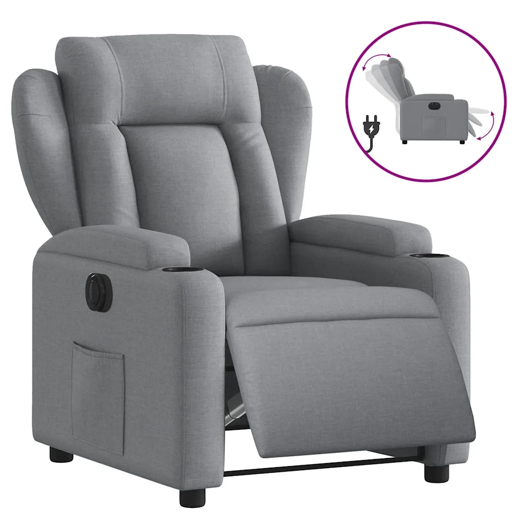 Poltrona | Sedia Relax Elettrica Reclinabile Grigio Chiaro in Tessuto