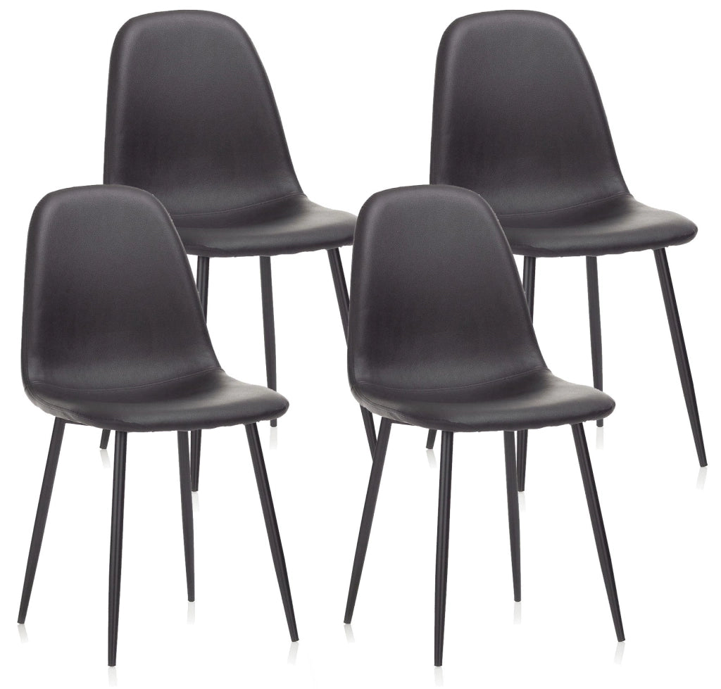 Set 4 Sedie 44x50x85 cm in Similpelle Nero