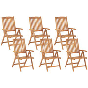 Set di 6 sedie da giardino in legno di acacia chiaro pieghevole in stile rustico resistente ai raggi UV