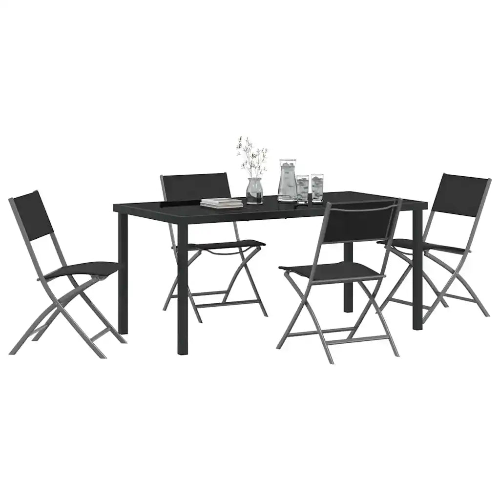 Set da Pranzo per Giardino 5 pcs Nero