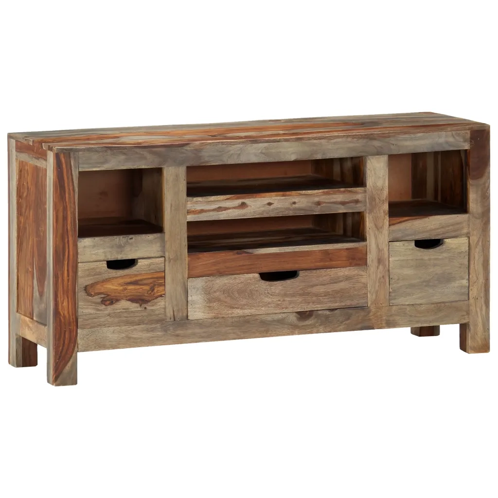 Credenza Grigia 100x30x50 cm in Legno Massello di Sheesham cod mxl 15561