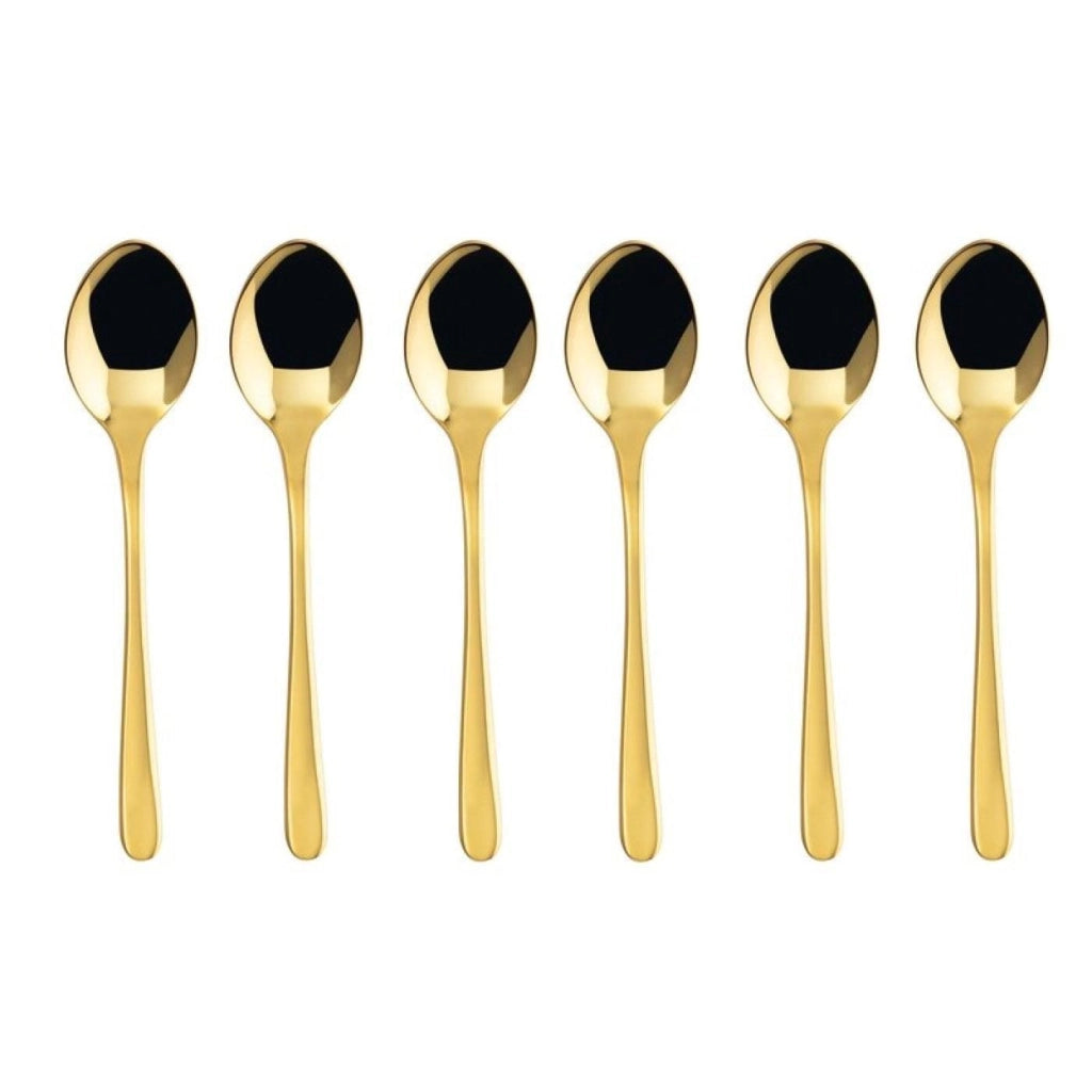 Sambonet S0097-S00017-S1824 Taste Cucchiaini da Caffe' Espresso 6 Pezzi Acciaio Inox 18-10 Finitura PVD Oro Lucido colore Oro