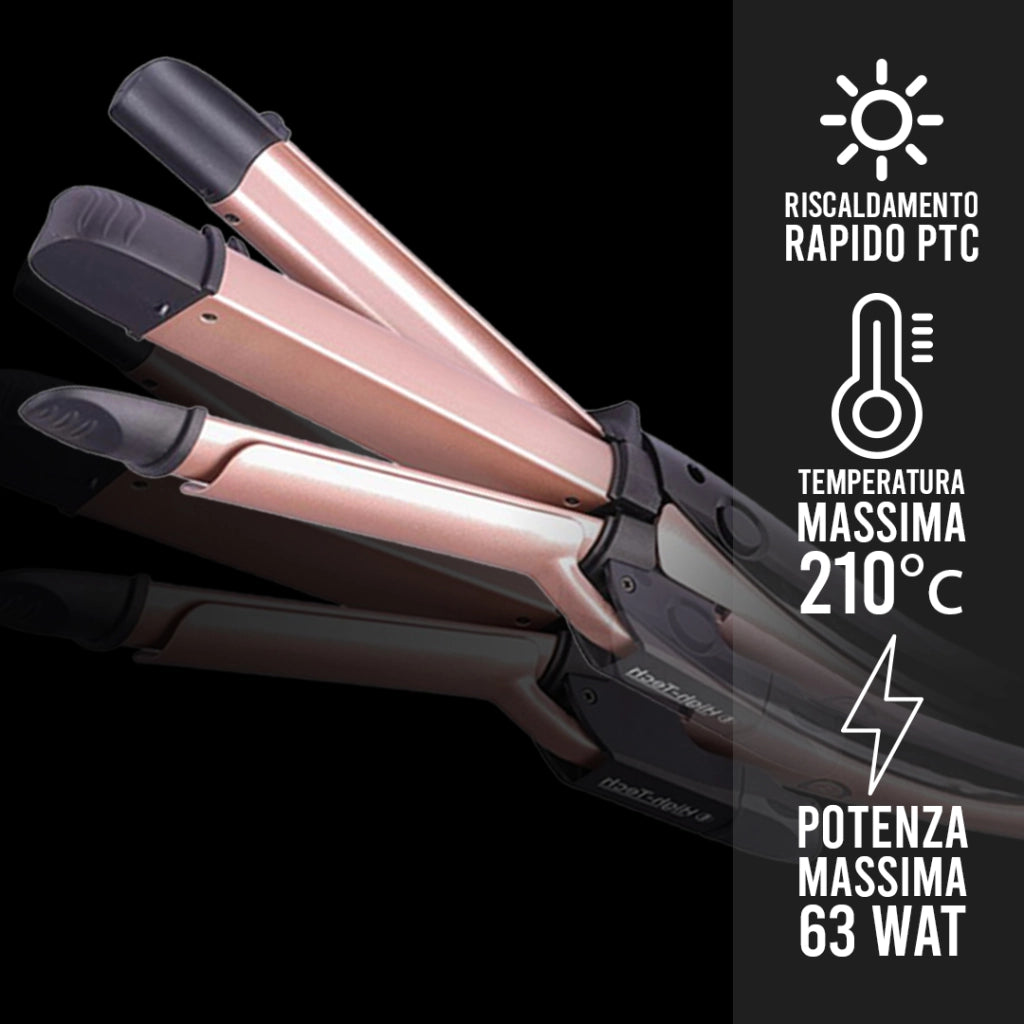 HIGH-TECH PIASTRA E ARRICCIACAPELLI 3IN1 63W TEMPERATURA MAX 210 °C IN COLORAZIONE ASSORTITA