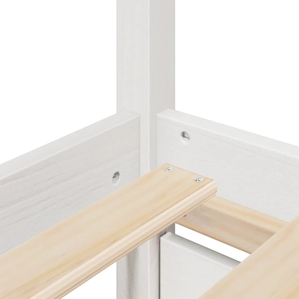 Letto Cassetti e Materasso Bianco 120x200cm Legno Massello Pino 3281902