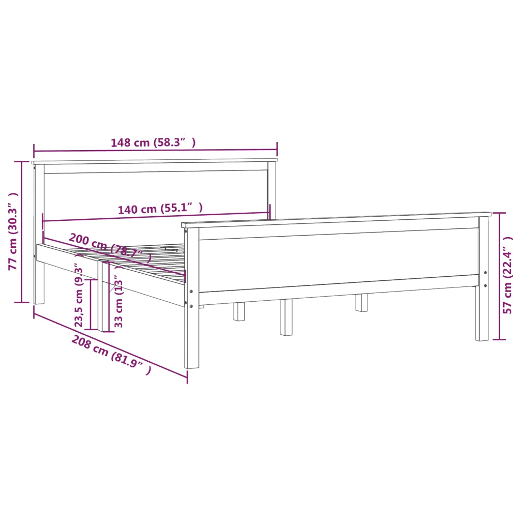 Giroletto-Struttura Letto in Legno Massello di Pino 140x200 cm 685251