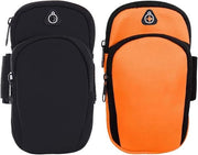 Bracciale per il braccio con due tasche per smartphone - contenitore per telefono con apertura per cuffie - due tasche per jogging - bicicletta - fitness - compatibile con smartphone