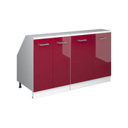 Mobile cucina sottotetto R-Line Rosso lucido/Bianco 140 cm Set di 2 carcasse armadio profondità 60 cm Vicco