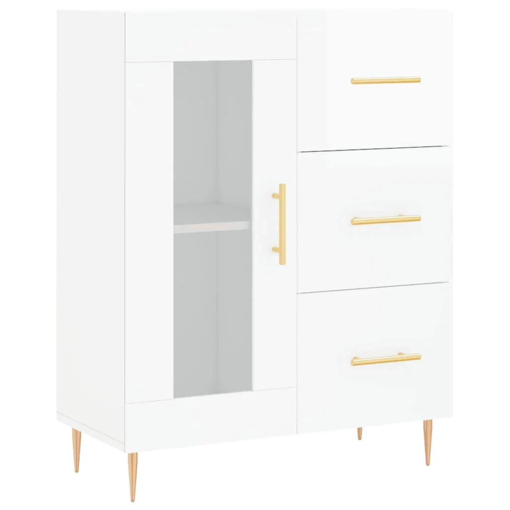 Buffet credenza cassettiera mobiletto mobile contenitore organizer per cucina soggiorno finitura lucida 69,5 x 34 x 90 cm legno ingegnerizzato bianco 02_0030711