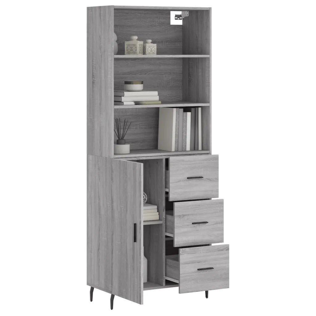 vidaXL Credenza Grigio Sonoma 69,5x34x180 cm in Legno Multistrato