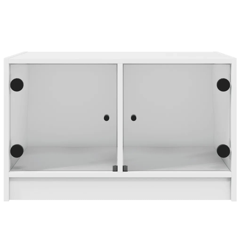 Tavolino da salotto | Tavolino da caff¨¨ | Tavolino da Soggiorno con Ante in Vetro Bianco 68x50x42 cm
