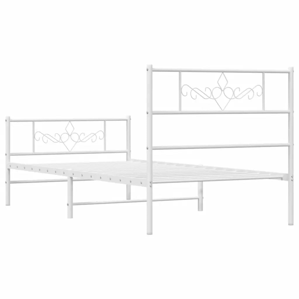 Giroletto con Testiera e Pediera Metallo Bianco 75x190 cm 355324