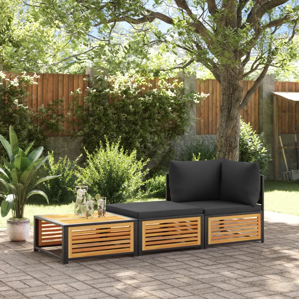 Tavolino da Giardino-Tavolo da Esterno con Sgabello in Legno Massello di Acacia 862575