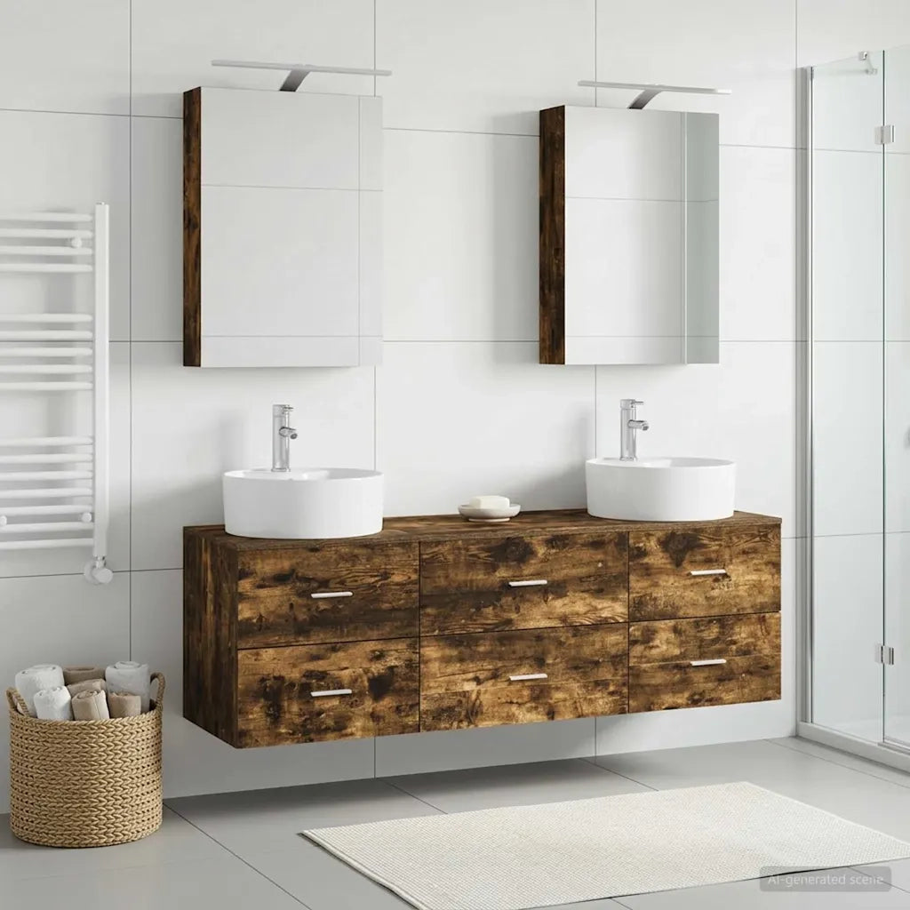 Set di mobili per il bagno 5 pcs Rovere Fumo 3406875